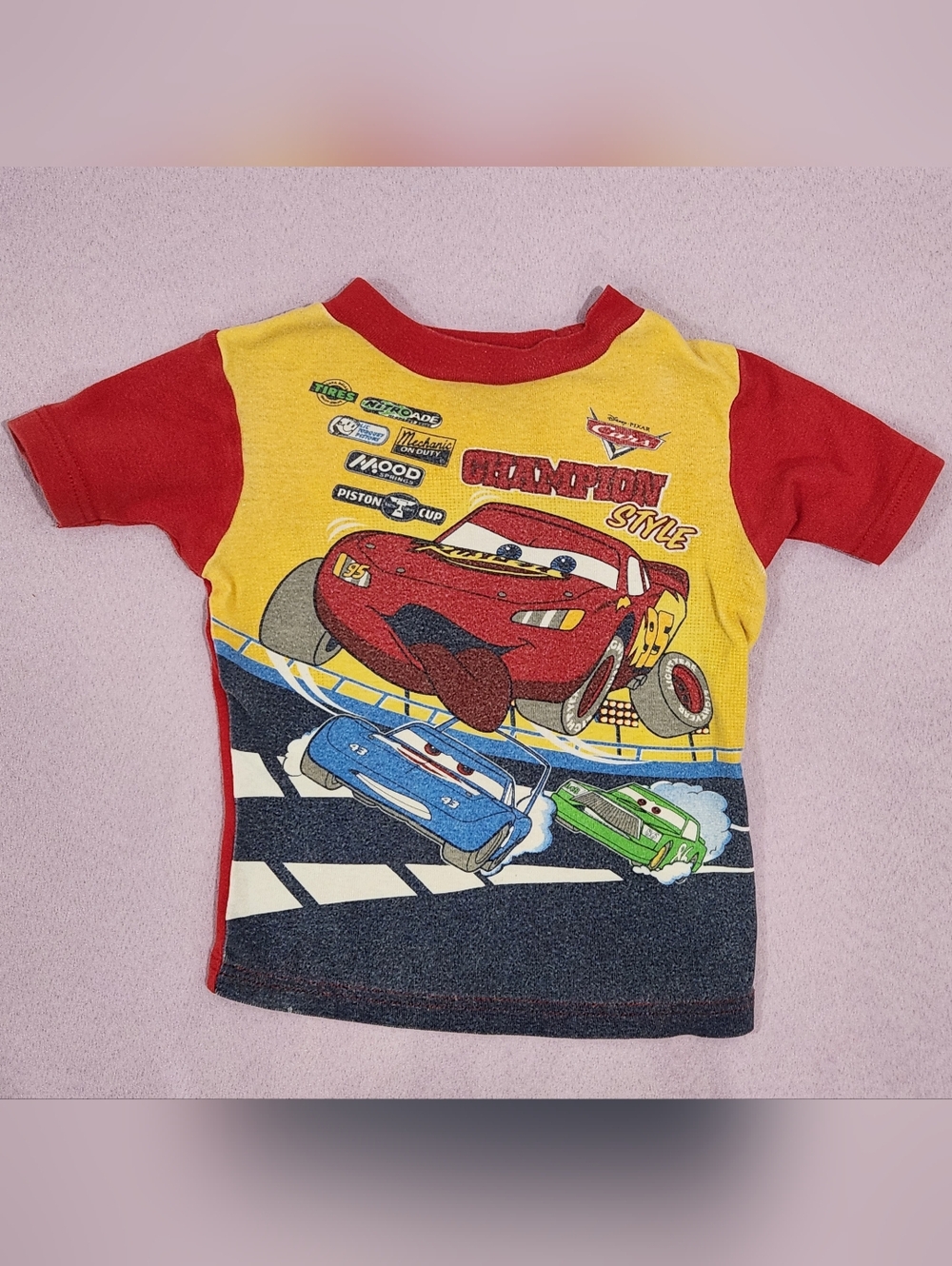 2007 Cars Lightening McQueen Piston Cup Race 3T Pajama Top